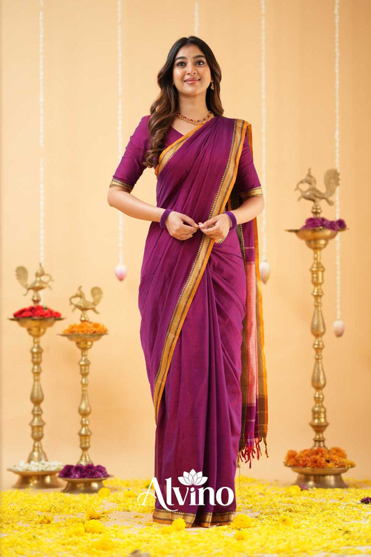 Pink Narayanpet Cotton Saree