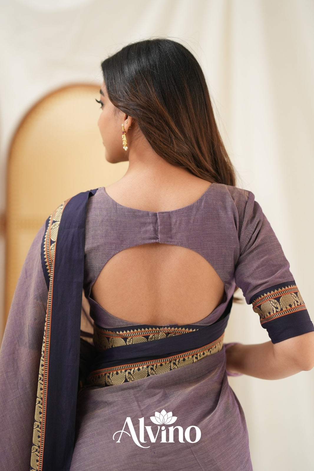 Lavender Narayanpet Cotton Saree