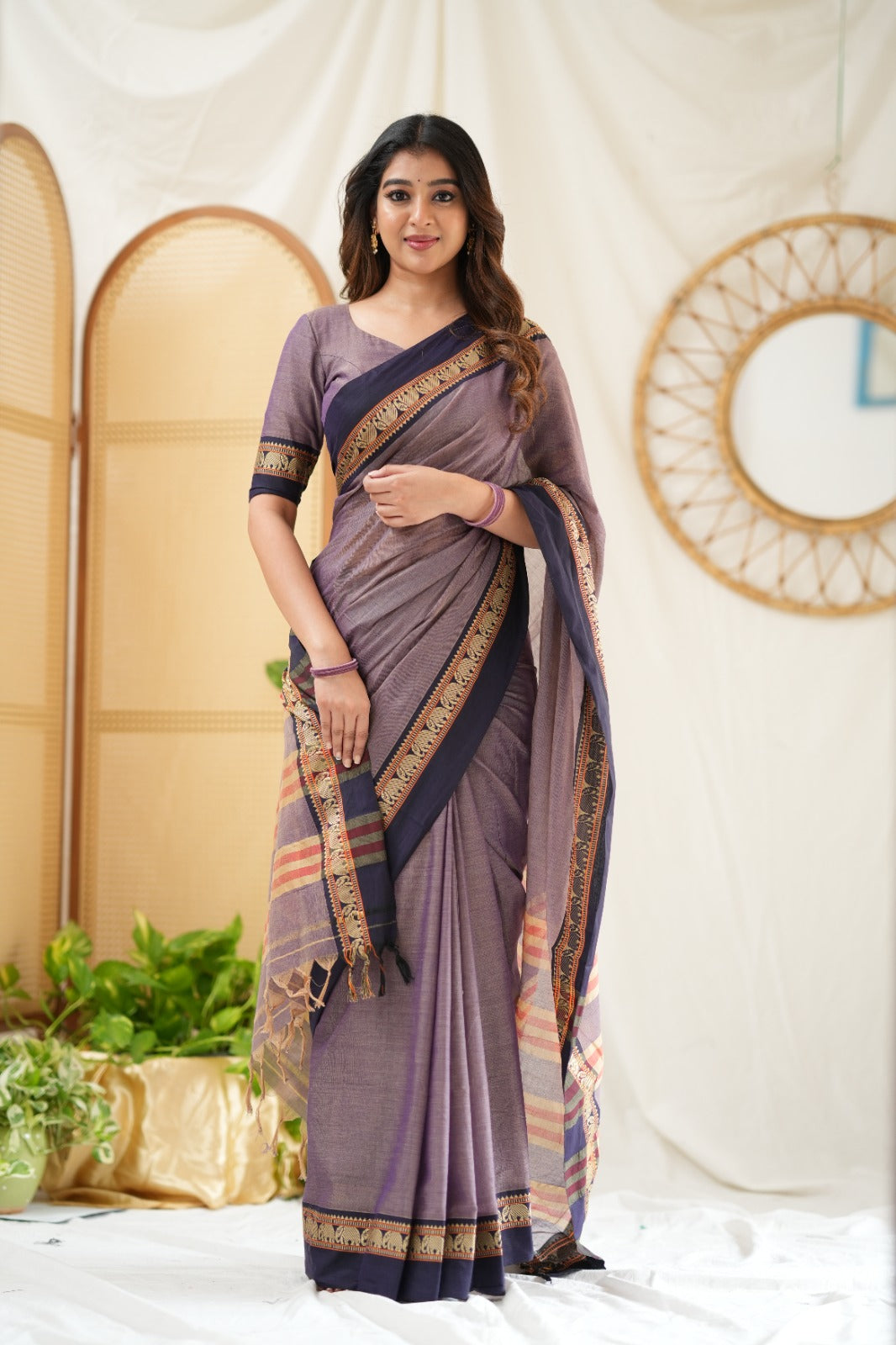 Lavender Narayanpet Cotton Saree