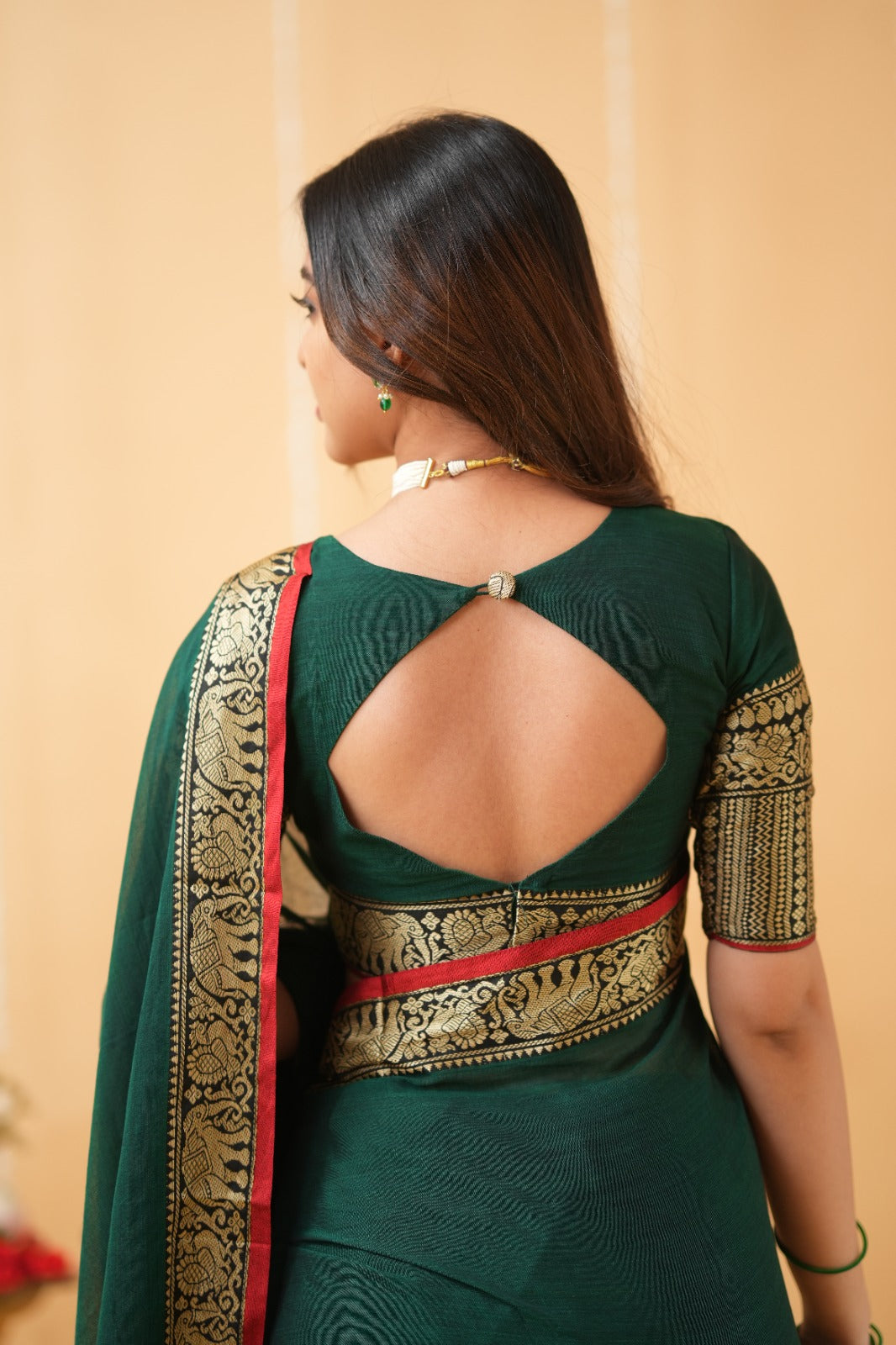 Dark Green Narayanpet Cotton Saree