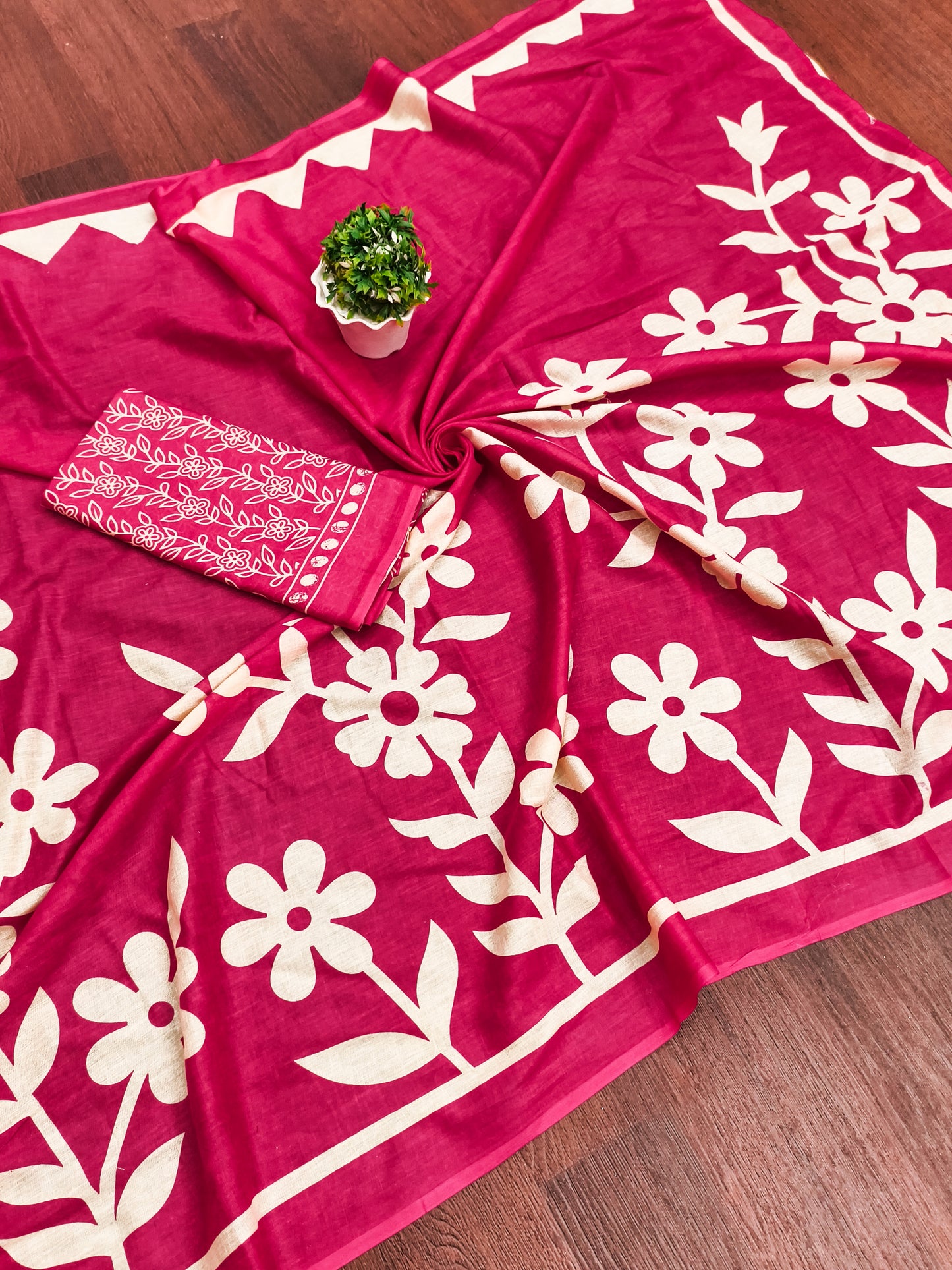 Flora MUSTARD PINK Pure MulMul Cotton Saree