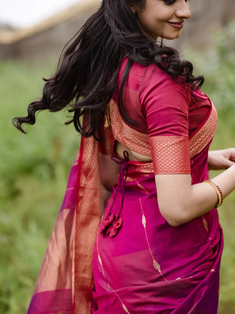 Rani Pink Soft Silk Primium Saree
