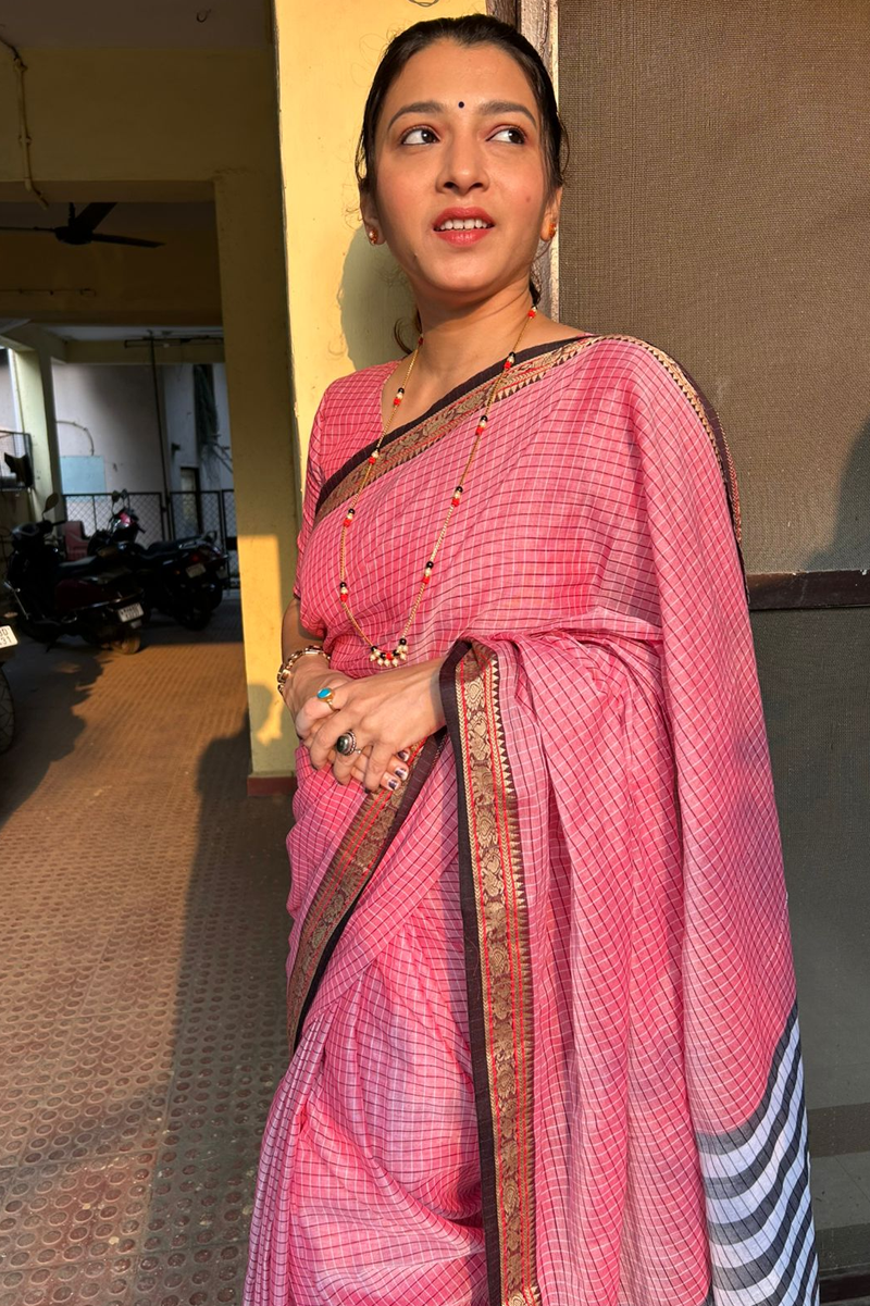 Rosewood Charm Handloom Narayanpet Cotton Saree