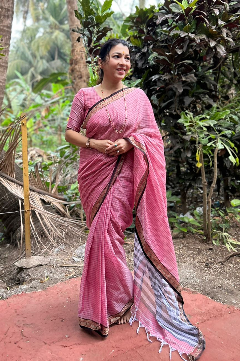 Rosewood Charm Handloom Narayanpet Cotton Saree