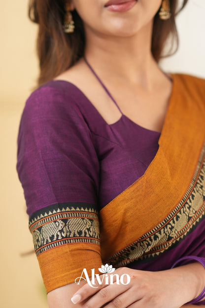 Purple Handloom Narayanpet Cotton Saree
