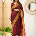Marron Narayanpet Cotton Saree