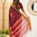 Marron Narayanpet Cotton Saree