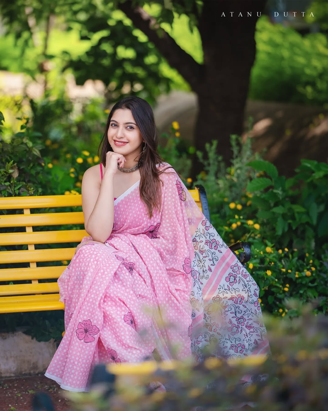 Baby Pink Floral Tassel Pallu Soft Lightweight Linen Cottan Saree