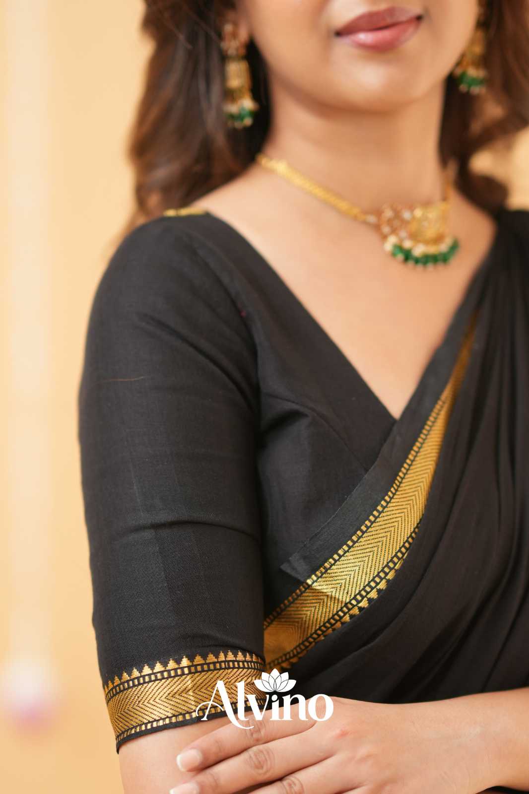 Black Narayanpet Cotton Saree