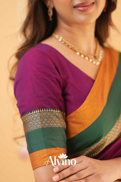 Purple Handloom Narayanpet Cotton Saree