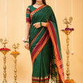 Dark Green Narayanpet Cotton Saree