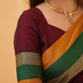 Marron  Narayanpet Cotton Saree