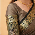 Charcoal Grey  Narayanpet Cotton Saree