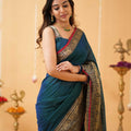 Teal Narayanpet Cotton Saree
