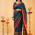 Teal Narayanpet Cotton Saree