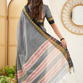 Grey  Narayanpet Cotton Saree