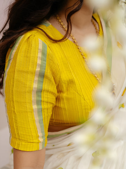 Mango Design Cotton Linen Hand Loom saree