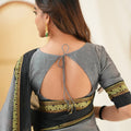Grey  Narayanpet Cotton Saree