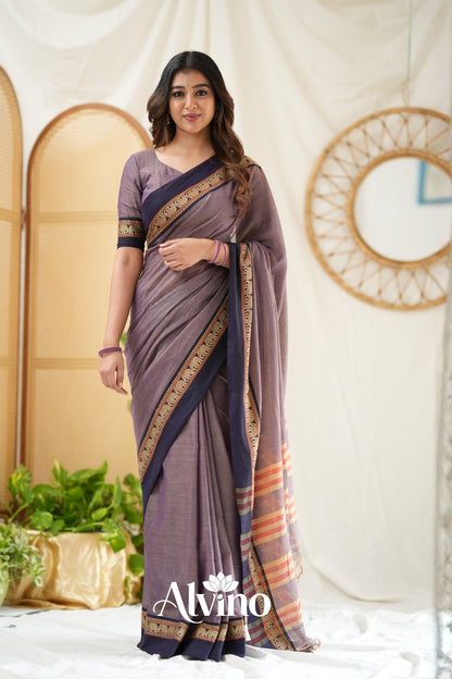 Lavender Handloom  Narayanpet Cotton Saree