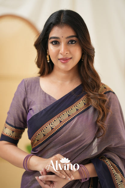 Lavender Handloom  Narayanpet Cotton Saree