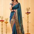 Teal Narayanpet Cotton Saree