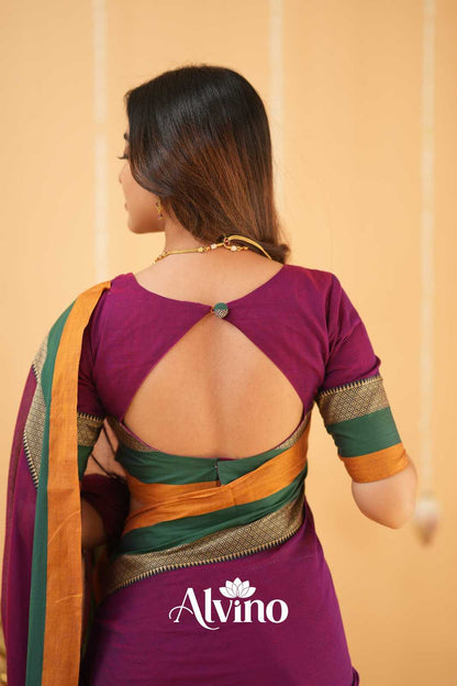 Purple Handloom Narayanpet Cotton Saree