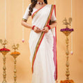 White  Narayanpet Cotton Saree