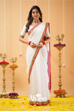 White  Narayanpet Cotton Saree