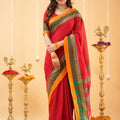 Red Narayanpet Cotton Saree