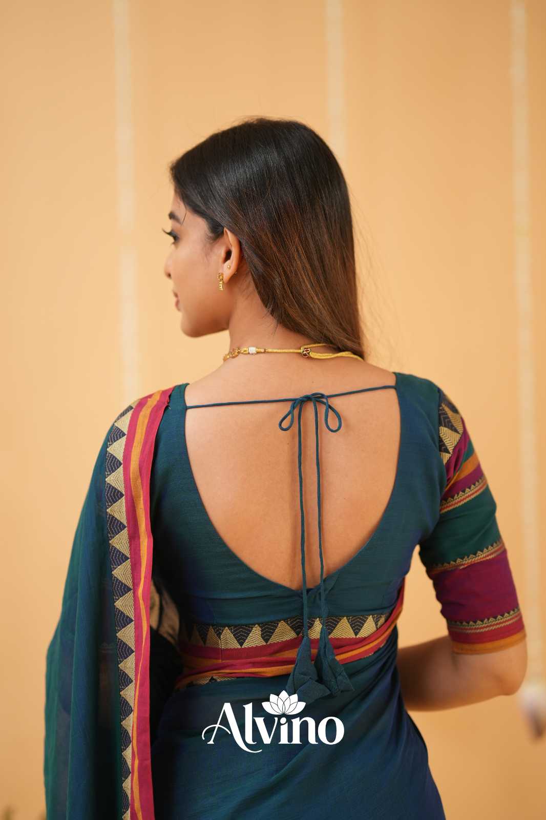 Teal Narayanpet Cotton Saree