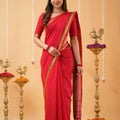 Red Narayanpet Cotton Saree