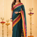Teal Narayanpet Cotton Saree