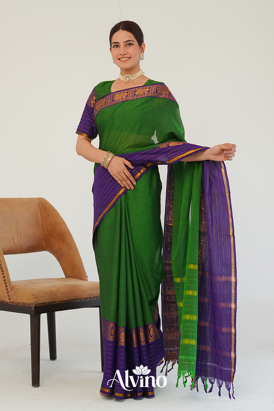 Green Handloom Narayanpet Cotton Saree