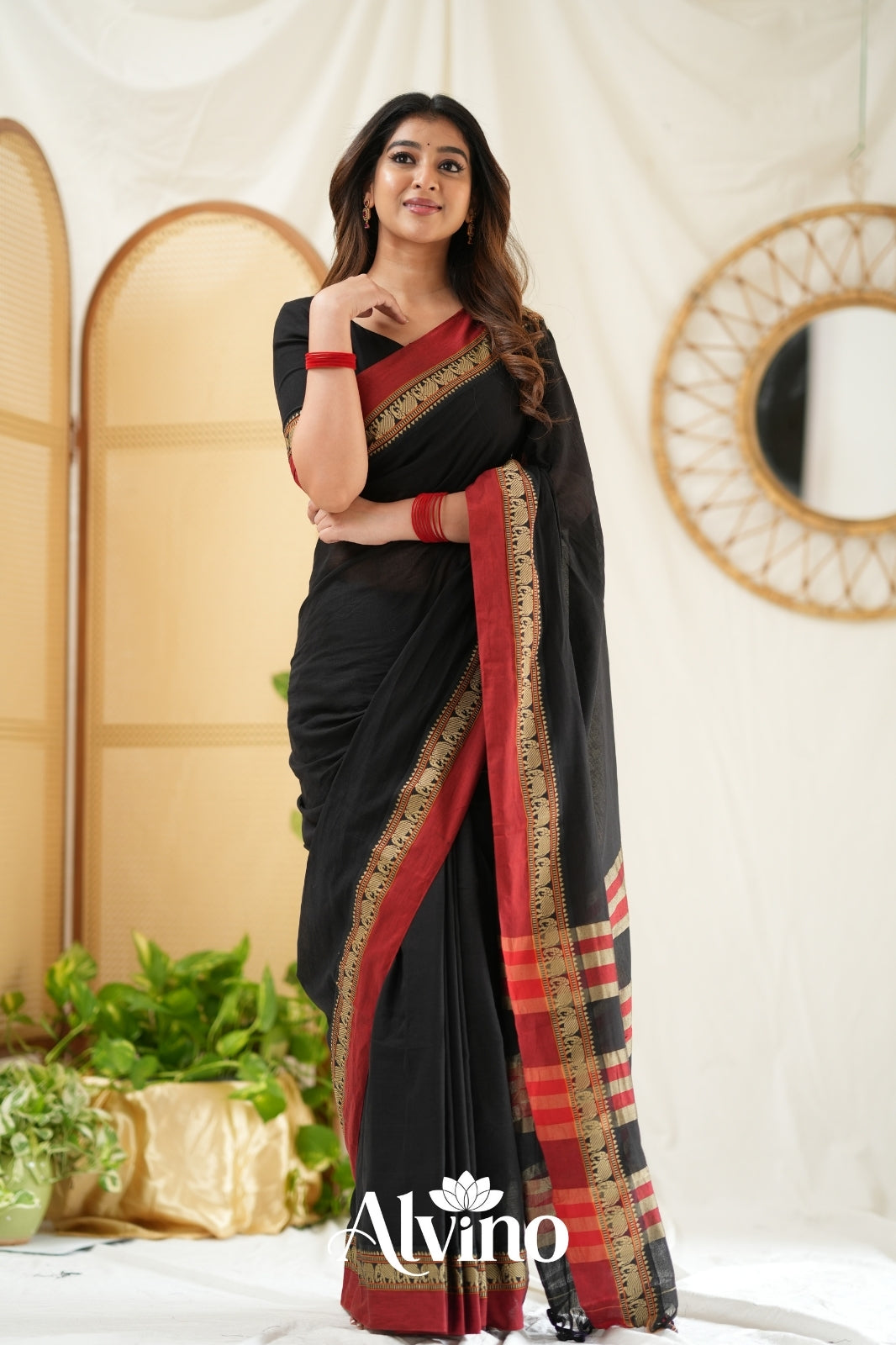 Black Color Narayanpet Cotton Saree