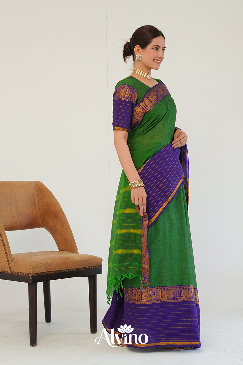 Green Handloom Narayanpet Cotton Saree