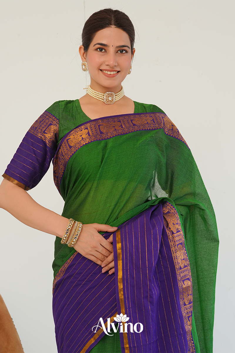 Green Handloom Narayanpet Cotton Saree