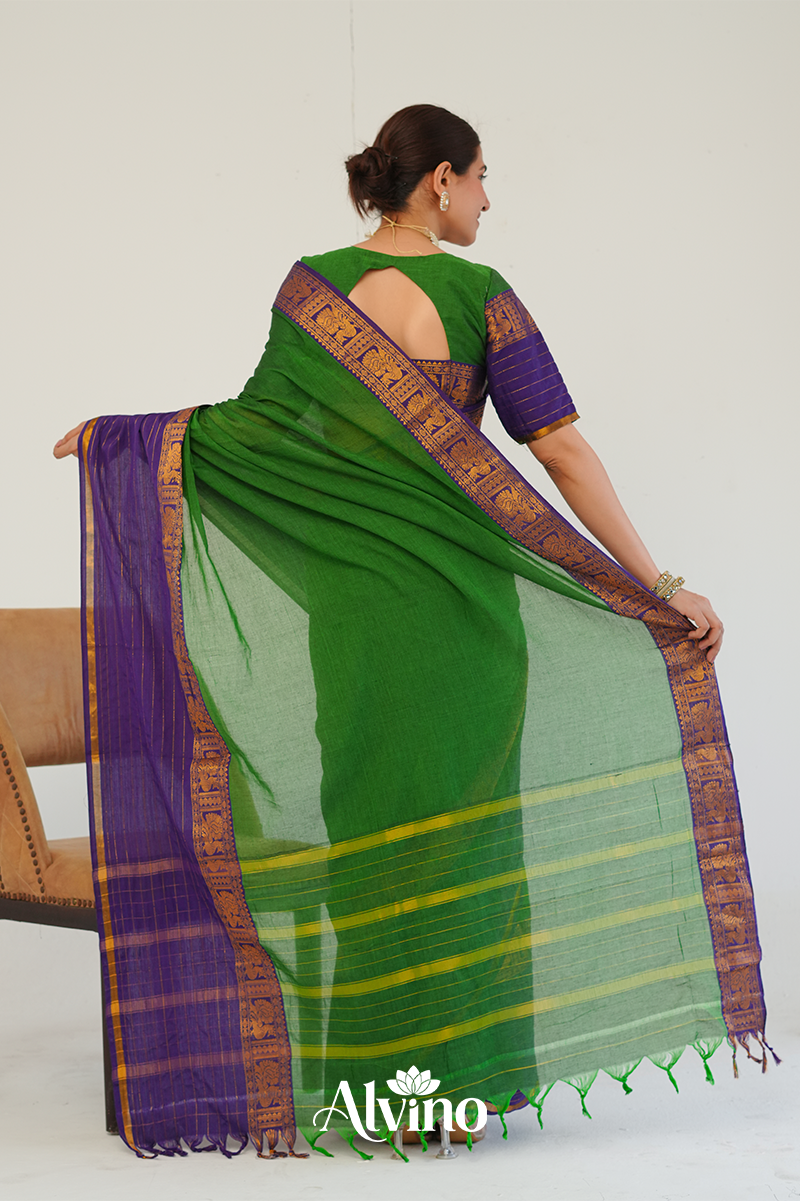 Green Handloom Narayanpet Cotton Saree