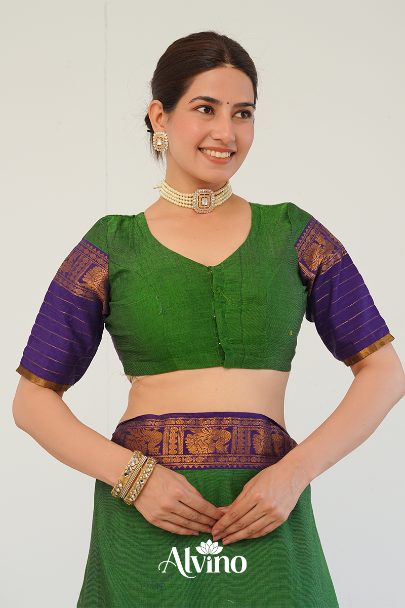 Green Handloom Narayanpet Cotton Saree