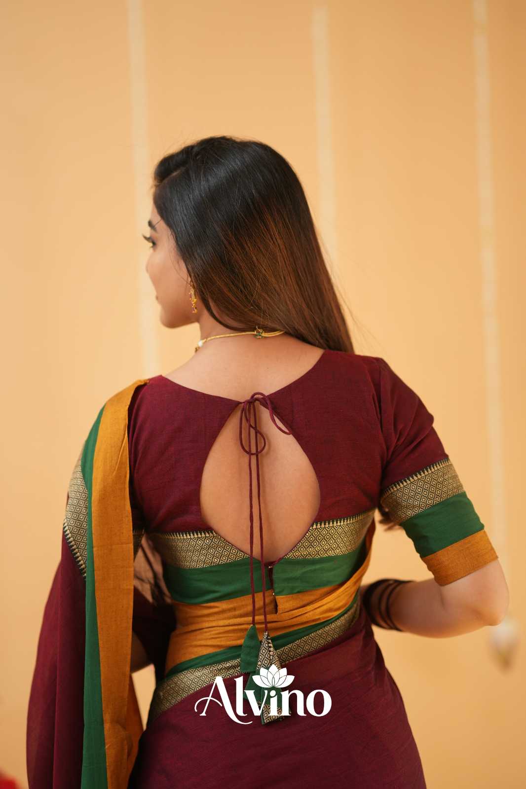 Marron  Narayanpet Cotton Saree