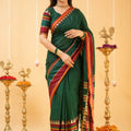 Dark Green Narayanpet Cotton Saree