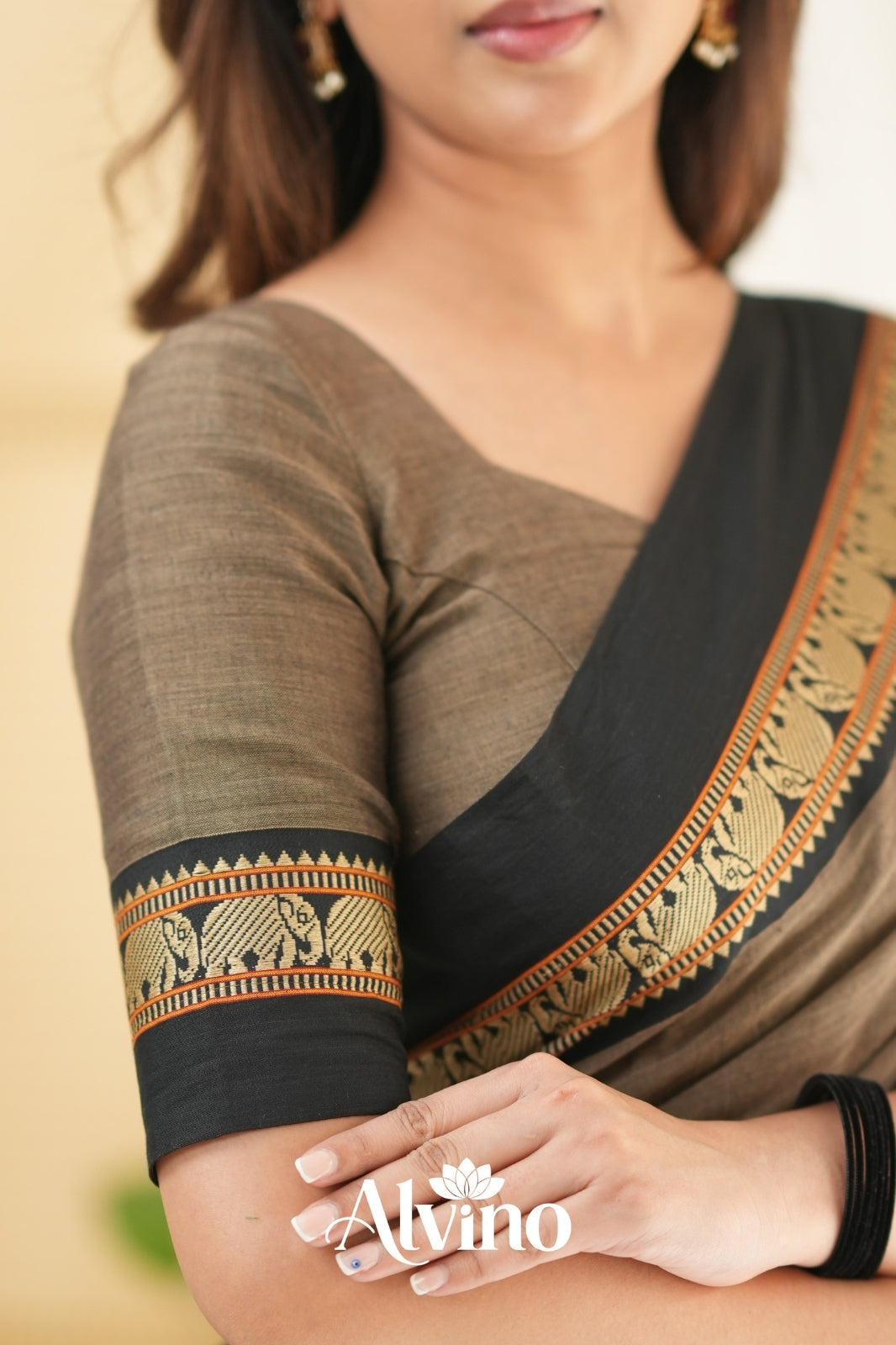 Charcoal Grey  Narayanpet Cotton Saree