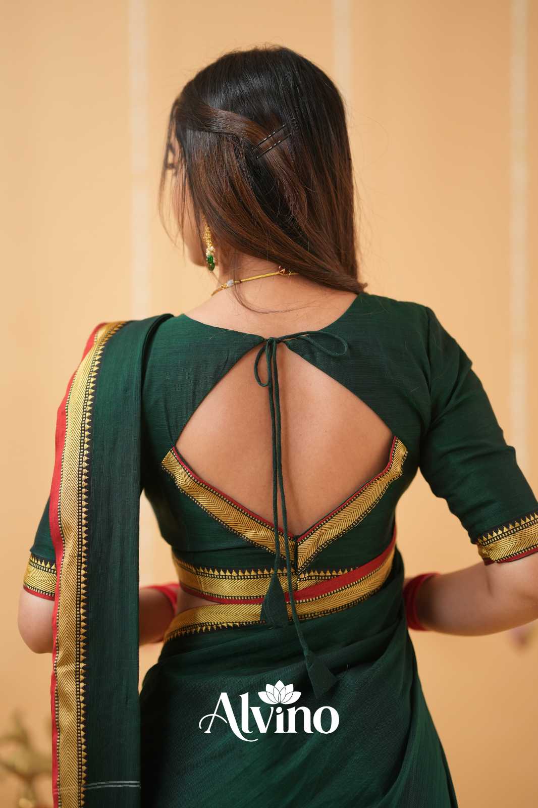 Dark Green  Narayanpet Cotton Saree