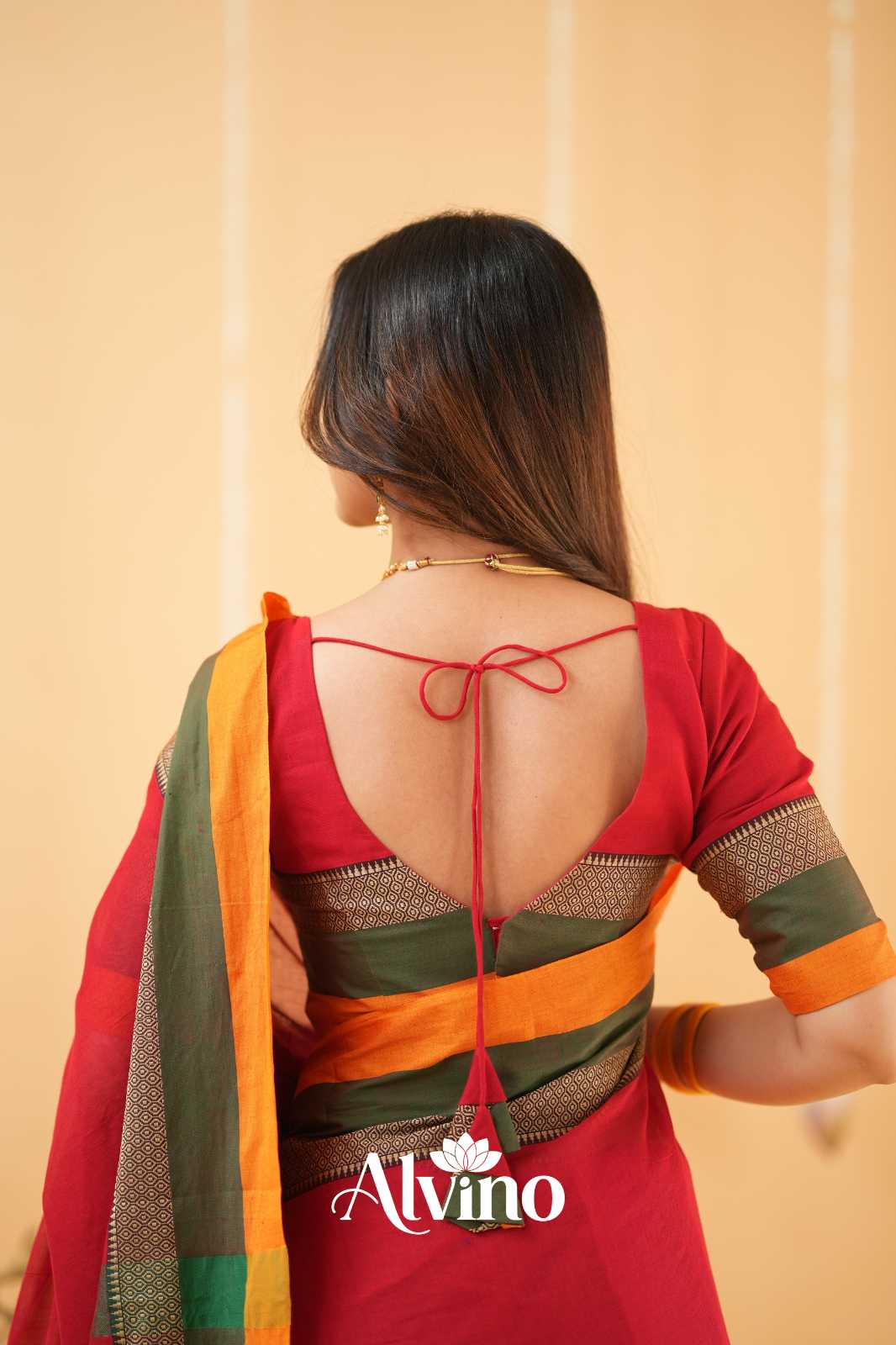 Red Narayanpet Cotton Saree