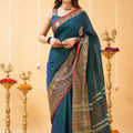 Teal Narayanpet Cotton Saree