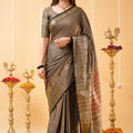 Charcoal Grey  Narayanpet Cotton Saree