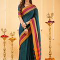 Teal Narayanpet Cotton Saree
