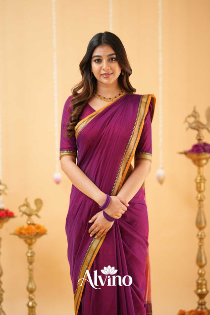 Pink Handloom Narayanpet Cotton Saree