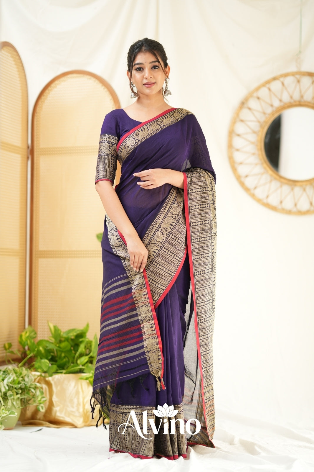 Deep Purple  Narayanpet Cotton Saree