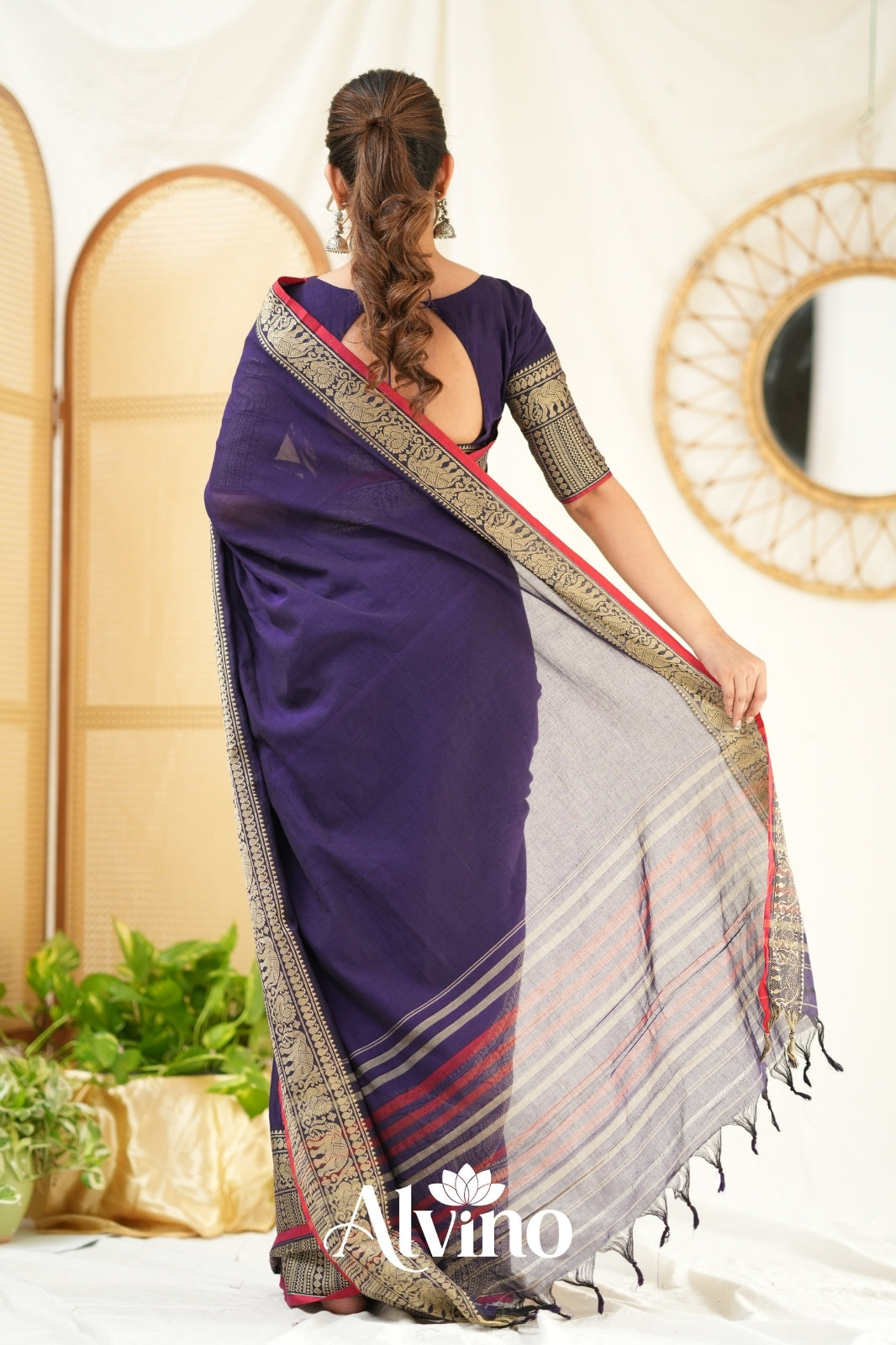 Deep Purple  Narayanpet Cotton Saree