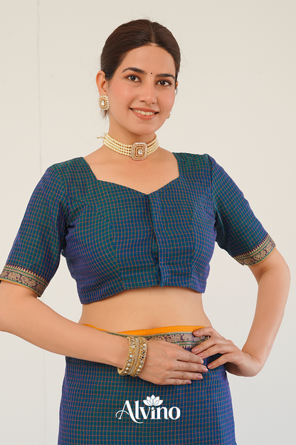 Teal Blue Handloom Narayanpet Cotton Saree
